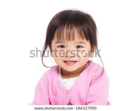 East Asian baby girl on white background