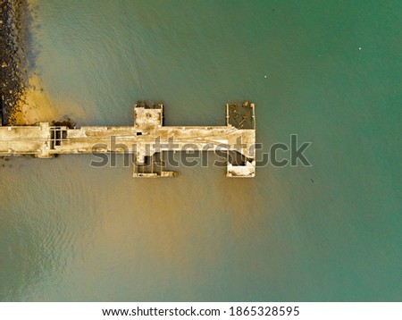 From above a old Pontoon in Ana Chaves bay in Saõ Tomé city,Africa