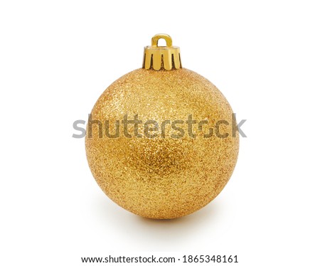 Christmas ball golden isolated on white background side view