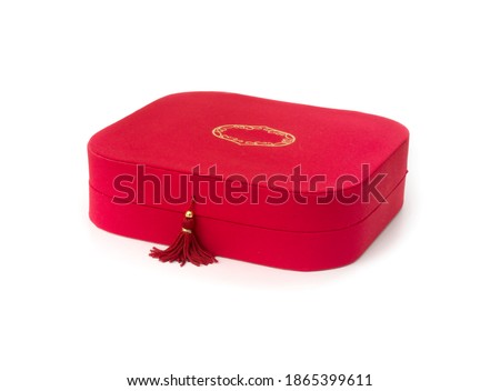 Elegant gift box, covered with silk cloth isolated on a white background