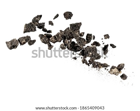 Asphalt explosion on white background Royalty-Free Stock Photo #1865409043
