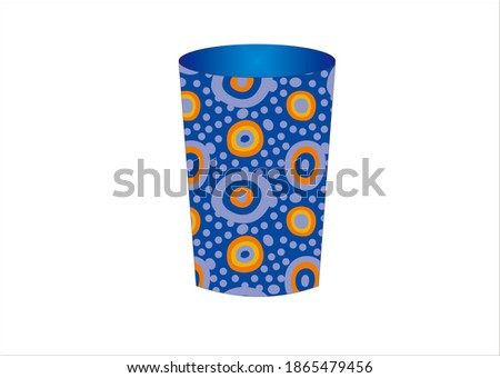 Orange blue polkadot motif glass