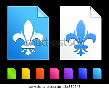 Fleur De Lis Icons on Colorful Paper Document Collection