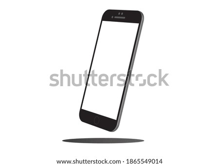 3d mobile phone with blank white screen.Modern vector mobile phone template on white background. Illustration of device 3d screen.