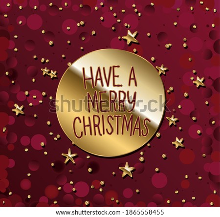 have a merry christmas in gold lettering on a circle and red background vector illustration design Royalty-Free Stock Photo #1865558455