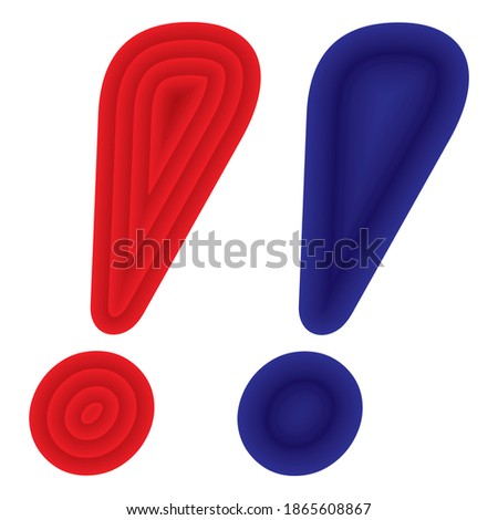 Exclamation Mark Vector Illustration. Exclamation Mark Isolated On White Background. Red And Blue Exclamation Mark