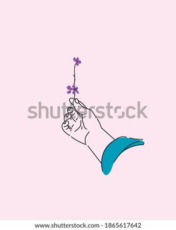 simple design of hand holding flower