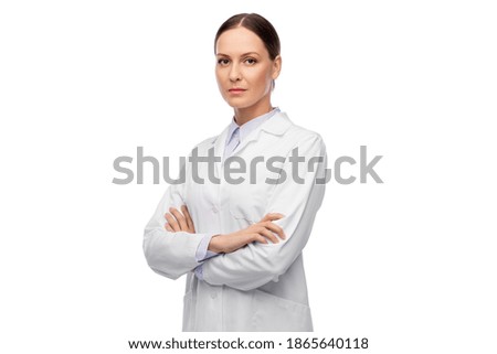 medicine, profession and healthcare concept - female doctor in white coat
