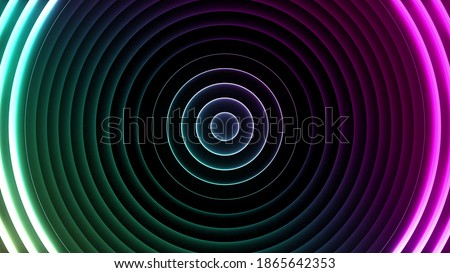 Abstract neon background of circles. Seamless loopable 4k animation