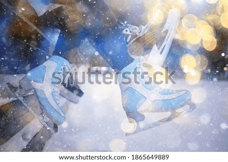 skates ice evening legs outside, abstract background winter sport