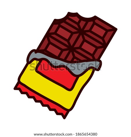chocolate bar icon over white background, line and fill style, vector illustration