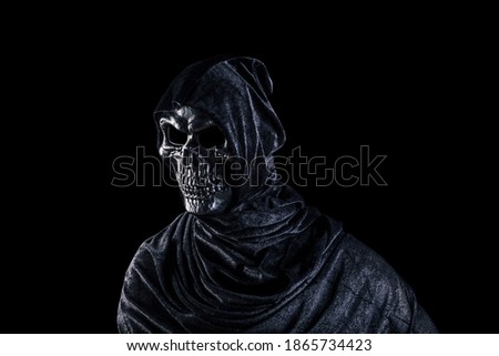 Grim reaper isolated on black background with clipping path