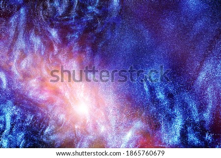 Astronomical photograph of the universe in a distant galaxy with nebulae and stars
