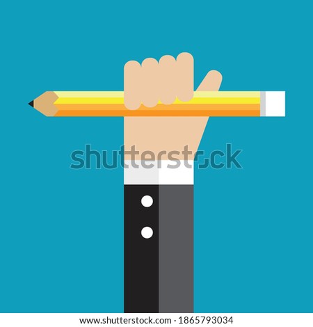 Creativity with pancil in hand, Vector illustration in flat style