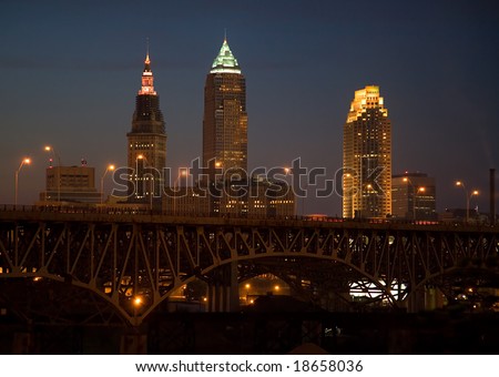 Cleveland Ohio Skyline pictured from the Tremont Area