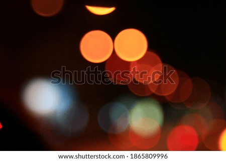 Colored glare light bokeh at night