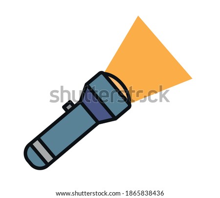 Camping and tourism equipment, flashlight vector flat illustration.