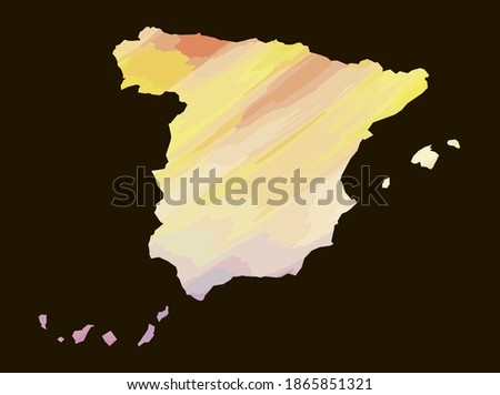 Spain colorful vector map silhouette