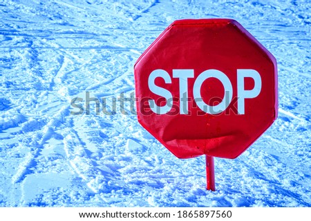 stop sign at a ski area - photo