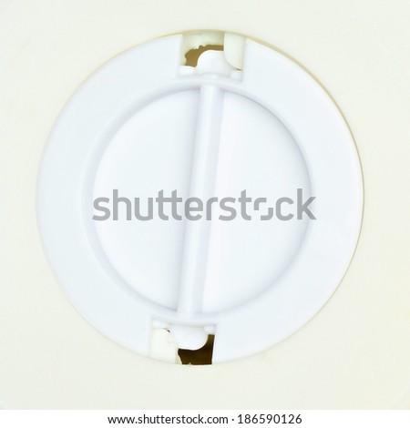 Closeup circle white door exit of cat box saving coin. Business and finance concept photography.