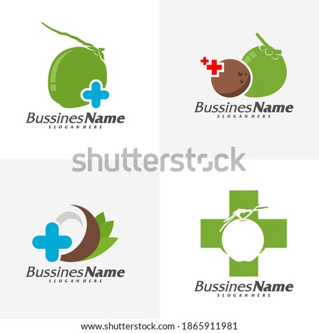 Set of Health Coconut logo vector template, Creative Coconut logo design concepts, Icon symbol, Illustration