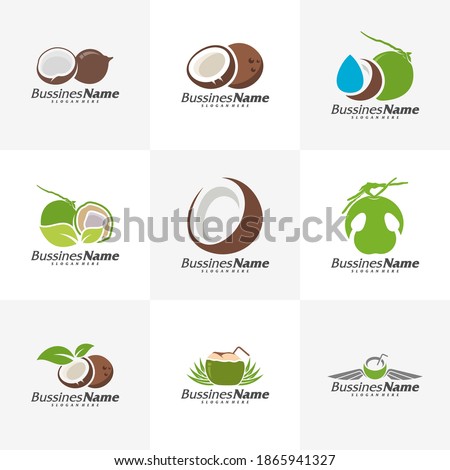 Set of Coconut logo vector template, Creative Coconut logo design concepts, Icon symbol, Illustration