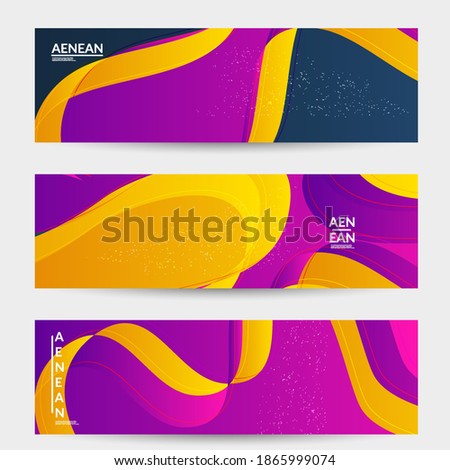Abstract vector banner template with bright gradient wavy organic overlapping shapes grunge textured. Fluid wavy lines art. Template for seasonal sale advertising  marketing technology.