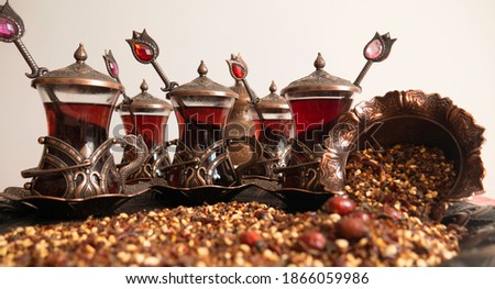 Turkish  tea set with traditional ornaments.
