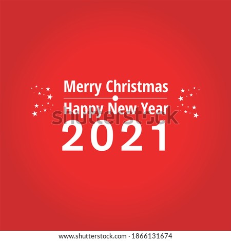 Merry Christmas, Happy New Year 2021, greeting card illustration