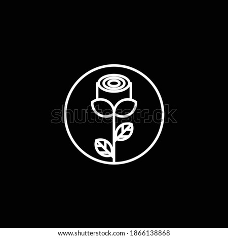 Illustration nature rose simple minimalist logo design vector