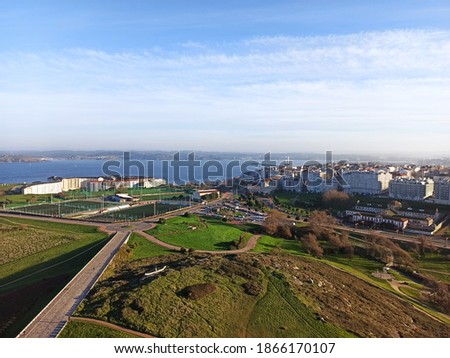 Aerial view of A Coruña from the top of Hercules tower