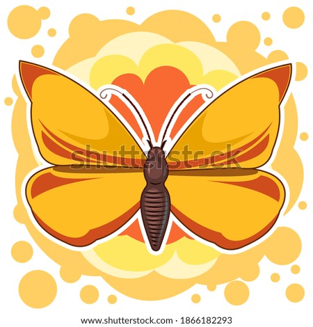 Butterfly on an abstract background. Bright beautiful composition. Isolated object on white. Vector.