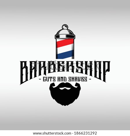 Barbershop logo design. Vintage lettering illustration