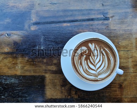 Picture of coffee on the table, Shoot top view
