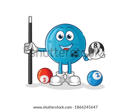bowling ball plays billiard character. cartoon mascot vector