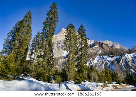 winter in the mountains, photo picture digital image , in the italian european dolomiti alps mountains between trento and belluno in north italy, europe
