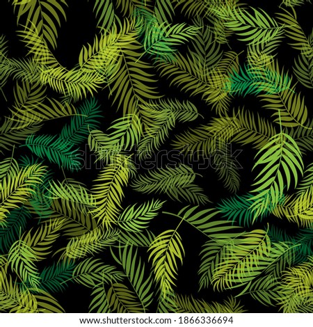 Tropical Palm Leaves Seamless Pattern Background. Vector Illustration EPS10