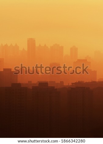 Golden layers of sunset in city of Mumbai. Royalty-Free Stock Photo #1866342280