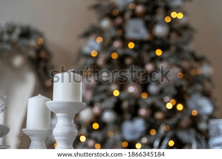 Decorated Christmas in blur, background for Christmas pictures. The concept of Christmas holidays, holidays. High quality photo