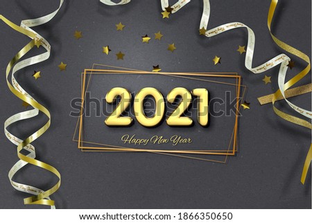 3D stereoscopic font 2021 New Year event background