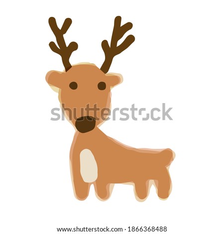 Cute Reindeer; Watercolor style icon, Hand drawn vector illustration like watercolor