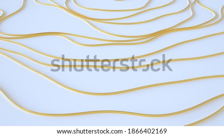 abstract golden line on white  background Illustration. 3d rendering