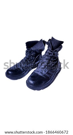 long black army boots isolates on white background