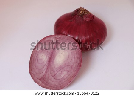 healthy and spicy red onion stock on white background