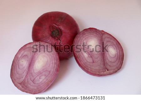 healthy and spicy red onion stock on white background