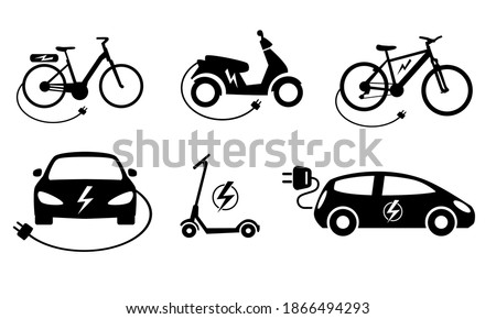 E-mobility graphic with bicycle, scooter and car in vector quality.