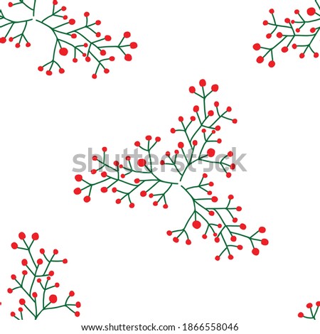 Vector Seamless Simple Symmetric Christmas Berries Pattern Wallpaper Background