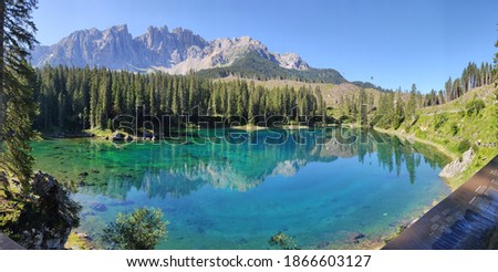 Caress Lake, Dolomites, Fassa Valley , Italy. July 2020