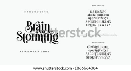 Abstract Fashion font alphabet. Minimal modern urban fonts for logo, brand etc. Typography typeface uppercase lowercase and number. vector illustration Royalty-Free Stock Photo #1866664384