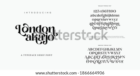 Abstract Fashion font alphabet. Minimal modern urban fonts for logo, brand etc. Typography typeface uppercase lowercase and number. vector illustration Royalty-Free Stock Photo #1866664906